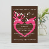 Land Roze Roer Heart Love Weddenschap Kaart (Staand voorkant)