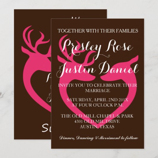 Land Roze Roer Heart Love Weddenschap Kaart (Voorkant / Achterkant)