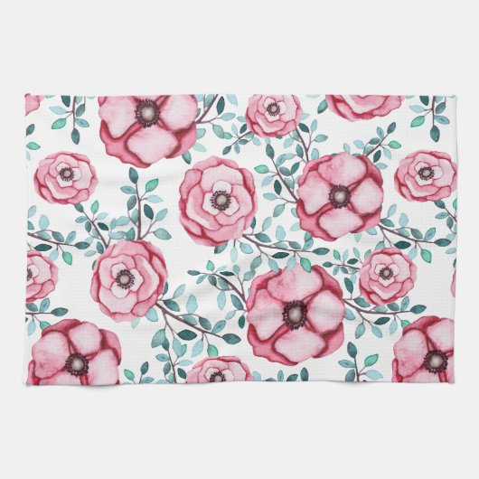  land Roze Roze Floral Theedoek (Horizontaal)