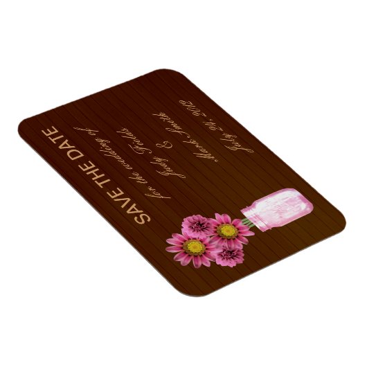 Land Roze Roze Mason Jar sparen de Datum Magnet Magneet (Rechterzijde)