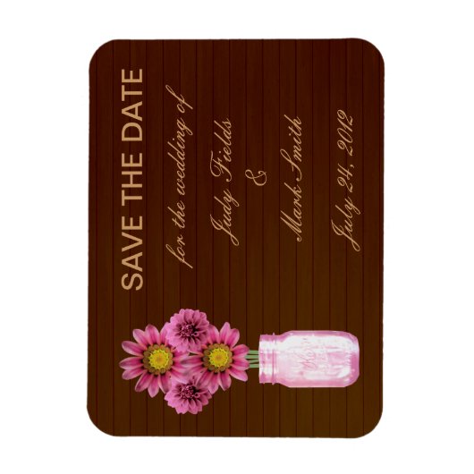 Land Roze Roze Mason Jar sparen de Datum Magnet Magneet (Verticaal)