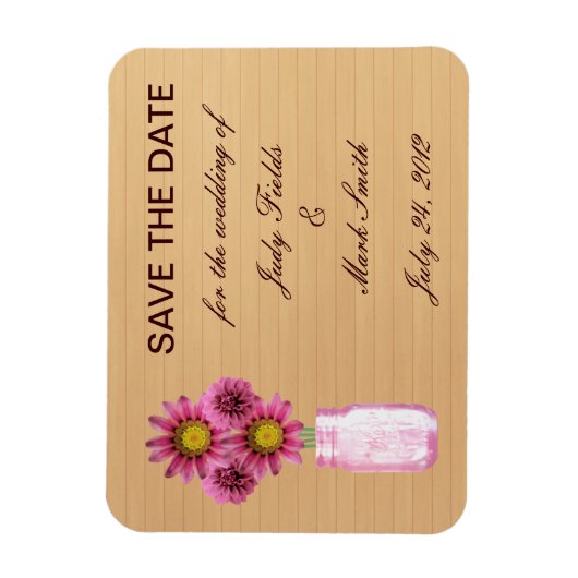 Land Roze Roze Mason Jar sparen de Datum Magnet Magneet (Verticaal)