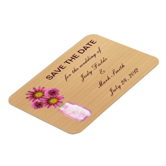 Land Roze Roze Mason Jar sparen de Datum Magnet Magneet (Linkerzijde)