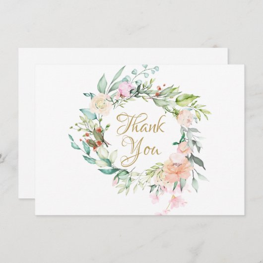 Land Rozen Floral Garland Hartelijk dank Bedankkaart (Voorkant / Achterkant)