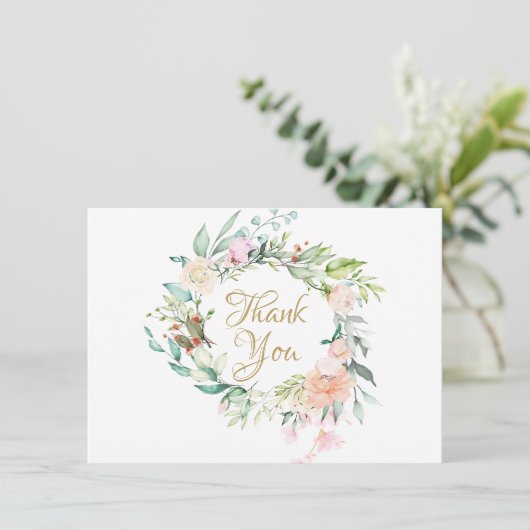 Land Rozen Floral Garland Hartelijk dank Bedankkaart (Staand voorkant)