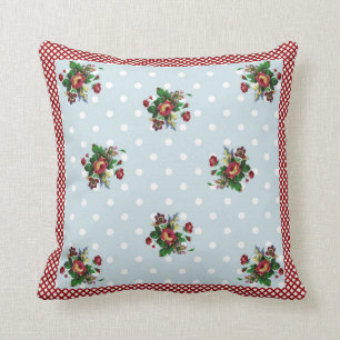 Land Rozen Gingham en Stippen Pillow Kussen