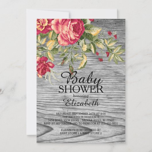 Land Rozen Hout Meisjes Baby shower Uitnodiging (Voorkant)