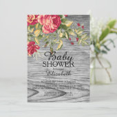 Land Rozen Hout Meisjes Baby shower Uitnodiging (Staand voorkant)