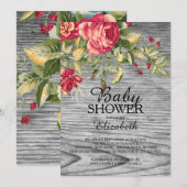 Land Rozen Hout Meisjes Baby shower Uitnodiging (Voorkant / Achterkant)