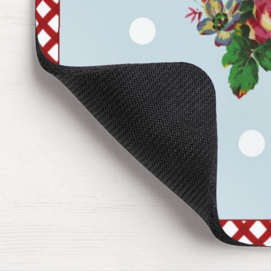 Land Rozen Stippen en Gingham Mousepad Muismat (Hoek)