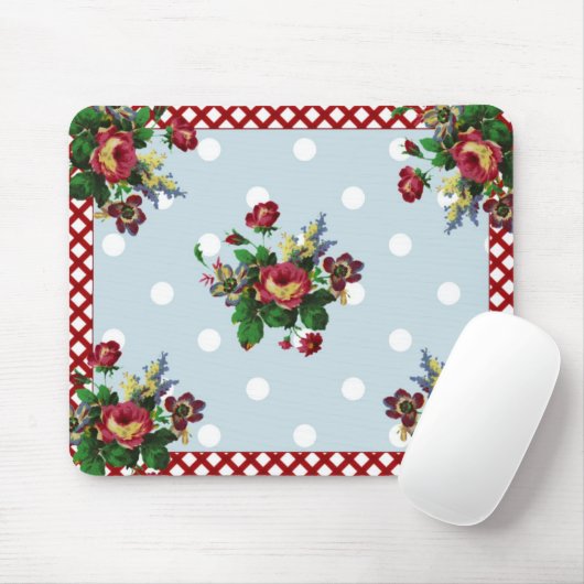 Land Rozen Stippen en Gingham Mousepad Muismat (Met muis)