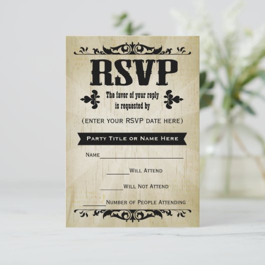  land RSVP Reply Kaarten (Staand voorkant)