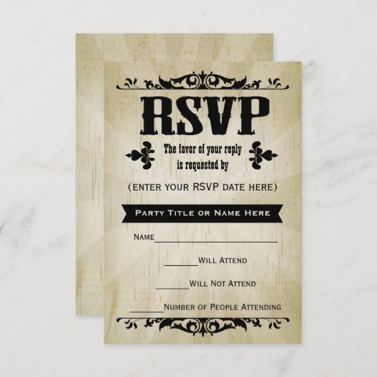  land RSVP Reply Kaarten (Voorkant / Achterkant)