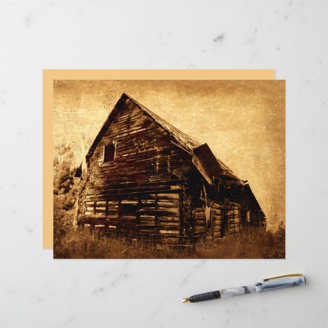 Land Rustic Barn  Brown Sepia Texture (Voorkant / Achterkant in situ)