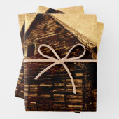 Land Rustic Barn  Brown Sepia Texture Inpakpapier Vel (In situ)