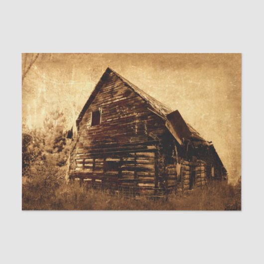 Land Rustic Barn Brown Sepia Texture Tissuepapier (Voorkant)