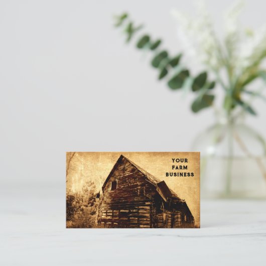 Land Rustic Barn Brown Sepia Texture Visitekaartje (Staand voorkant)
