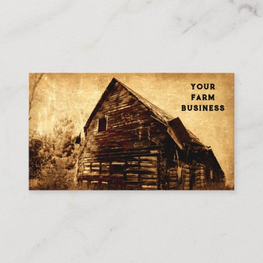 Land Rustic Barn Brown Sepia Texture Visitekaartje (Voorkant)