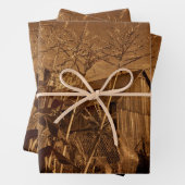 Land Rustic Barn  bruin Boerderij Textuur Inpakpapier Vel (In situ)