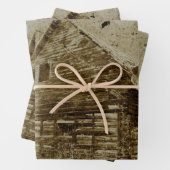 Land Rustic Barn  Sepia Texture Inpakpapier Vel (In situ)