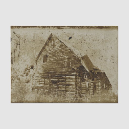 Land Rustic Barn  Sepia Texture Tissuepapier (Voorkant)