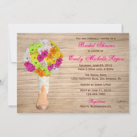 Land Rustic Boots and Daisies Vrijgezellenfeest Kaart (Voorkant)