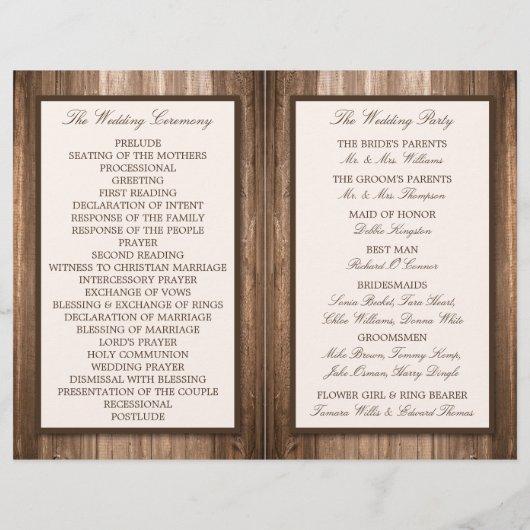 Land Rustic Brown Wood Wedding (Achterkant)