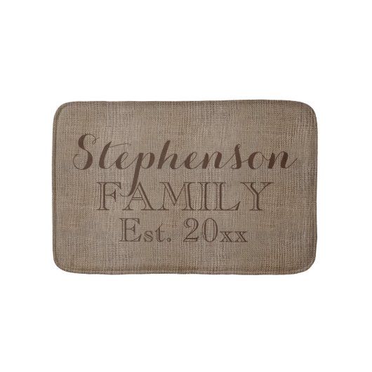 Land Rustic Burlap Naam Badmat (Voorkant)