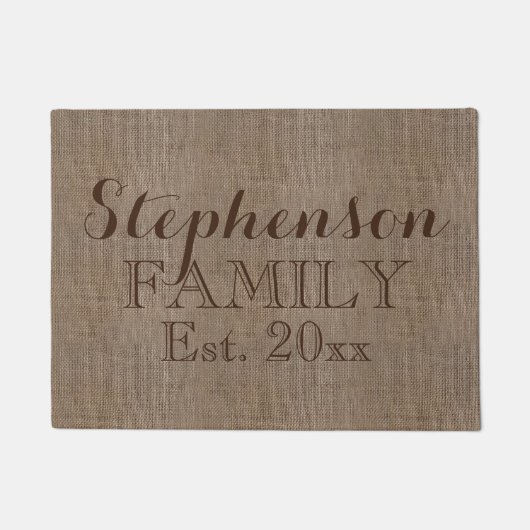  Land Rustic Burlap Naam Deurmat (Voorkant)