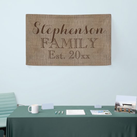 Land Rustic Burlap Naam Spandoek (Beurs)