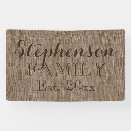Land Rustic Burlap Naam Spandoek (Horizontaal)