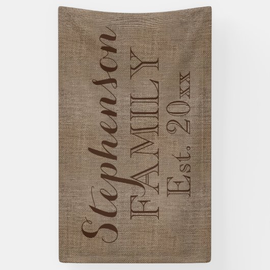  Land Rustic Burlap Naam Spandoek (Verticaal)