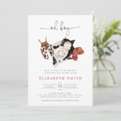 Land Rustic Cowboy Waterverf Baby shower Kaart (Staand voorkant)