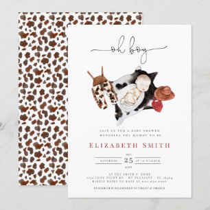 Land Rustic Cowboy Waterverf Baby shower Kaart