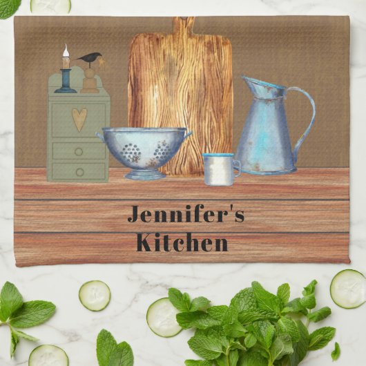 Land Rustic Farmhouse Kitchen - Aangepast Theedoek (Gevouwen)