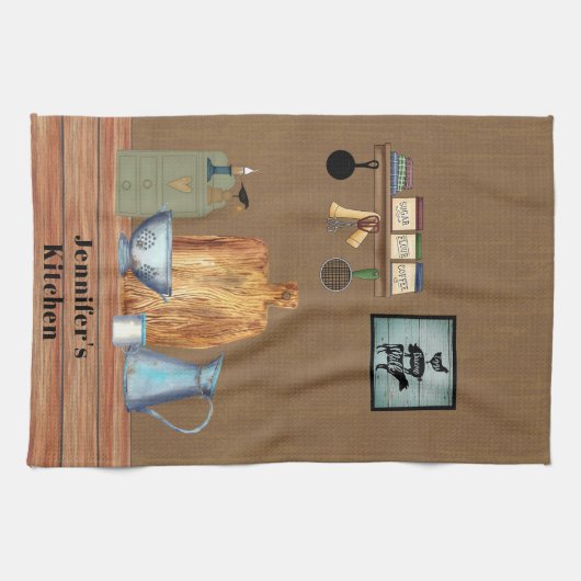 Land Rustic Farmhouse Kitchen - Aangepast Theedoek (Horizontaal)