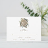 Land Rustic Floral Monogram Wreath Wedding RSVP Kaartje (Staand voorkant)