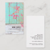Land Rustic Floral Turquoise Wood Visitekaartje (Voorkant / Achterkant)