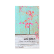 Land Rustic Floral Turquoise Wood