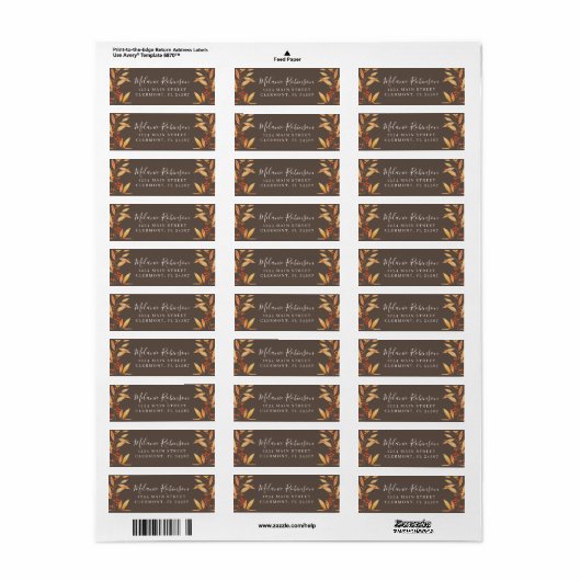 Land Rustic laat najaar label terugzendadres (Full Sheet)