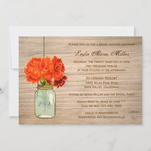 Land Rustic Mason Jar Flowers Vrijgezellenfeest Kaart (Voorkant)