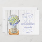 Land Rustic Mason Jar & Hydrangea Wedding Kaart (Voorkant)