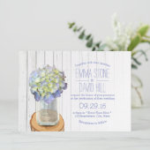 Land Rustic Mason Jar & Hydrangea Wedding Kaart (Staand voorkant)