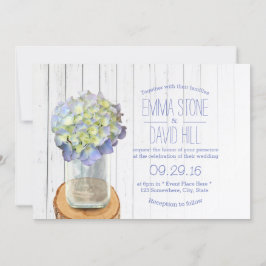 Land Rustic Mason Jar & Hydrangea Wedding Kaart