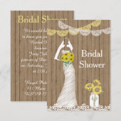 Land Rustic Mason Jar Sunflower Bridal Sh Kaart (Voorkant / Achterkant)