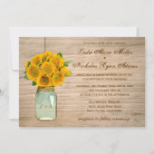 Land Rustic Mason Jar Sunflower Weddenschap Kaart (Voorkant)