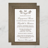 Land Rustic Monogram Branch Burlap Verloving Kaart (Voorkant / Achterkant)