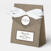 Land Rustic Monogram Branch & Burlap Wedding Bedankdoosjes (Voorkant Zijde)