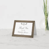 Land Rustic Monogram Branch & Burlap Wedding Bedankkaart (Voorkant)