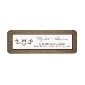 Land Rustic Monogram Branch & Burlap Wedding Etiket (Voorkant)